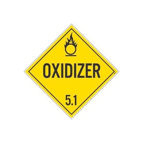 Nmc Oxidizer 5.1 Dot Placard Sign, Pk25, Width: 10-3/4" DL14UV25 - main
